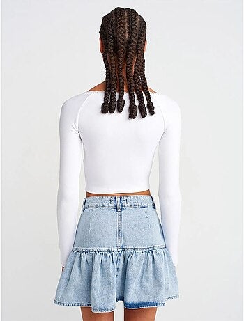 T-shirt crop côtelé femme dilvin