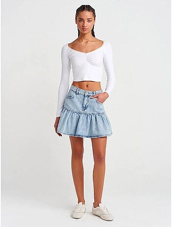 T-shirt crop côtelé femme dilvin