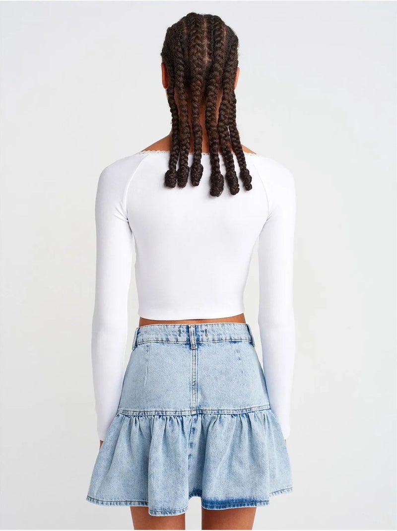 T-shirt crop côtelé femme dilvin Blanc - Kiabi