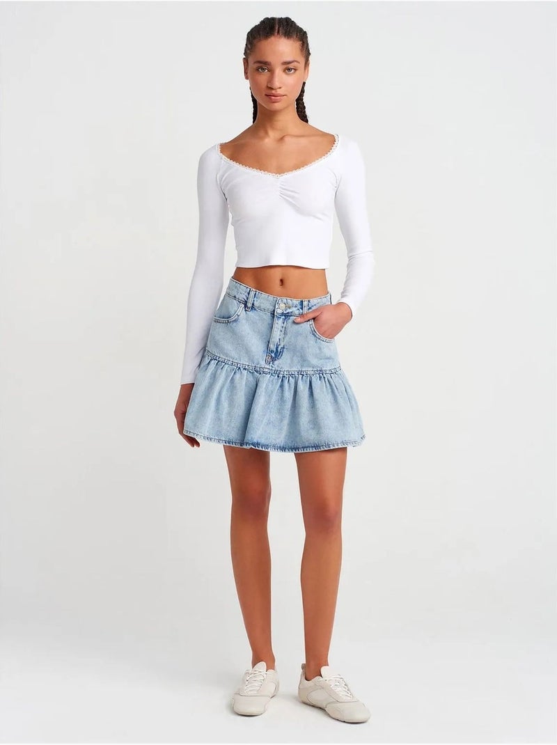 T-shirt crop côtelé femme dilvin Blanc - Kiabi