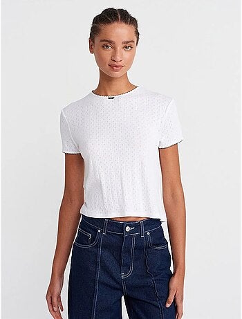 T-shirt crop côtelé femme dilvin