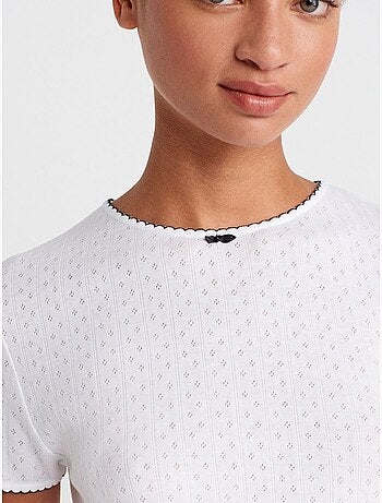 T-shirt crop côtelé femme dilvin