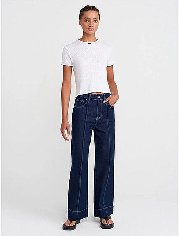 T-shirt crop côtelé femme dilvin