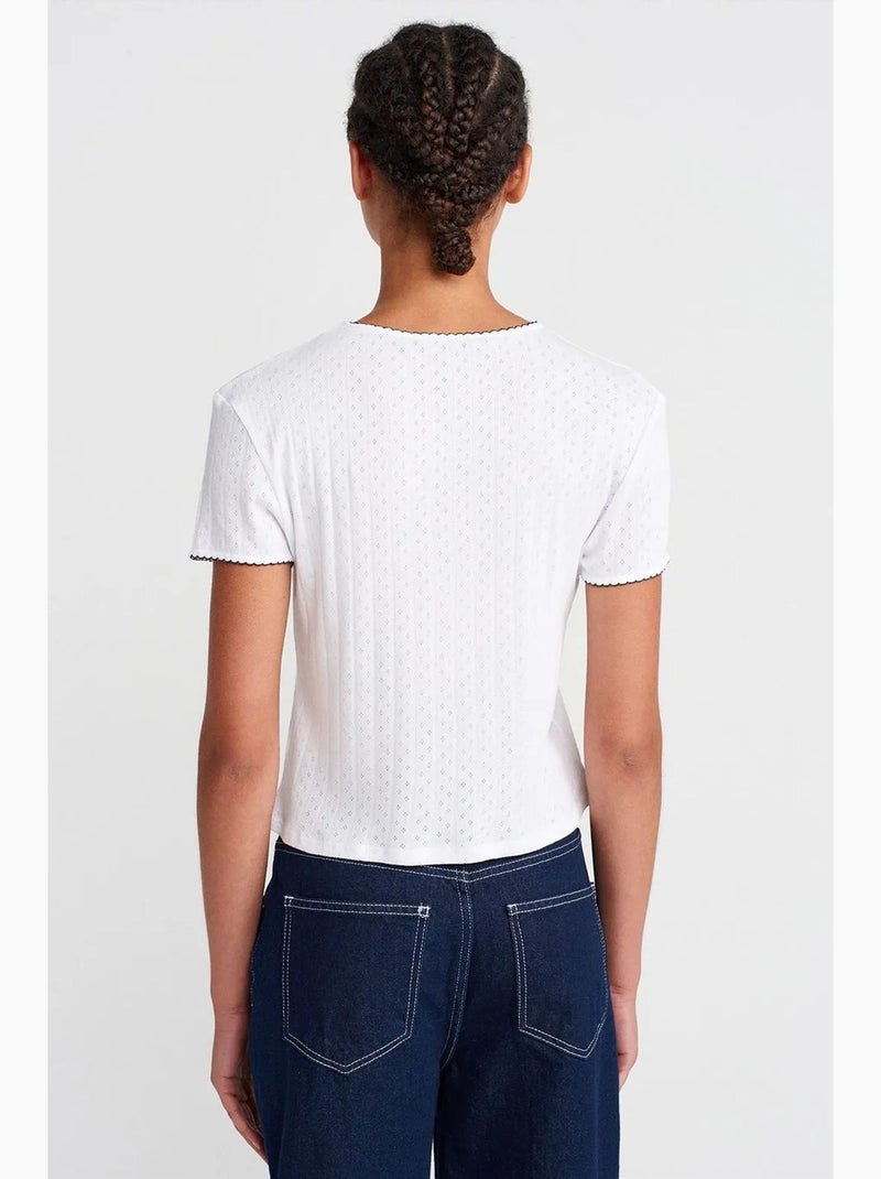 T-shirt crop côtelé femme dilvin Blanc - Kiabi