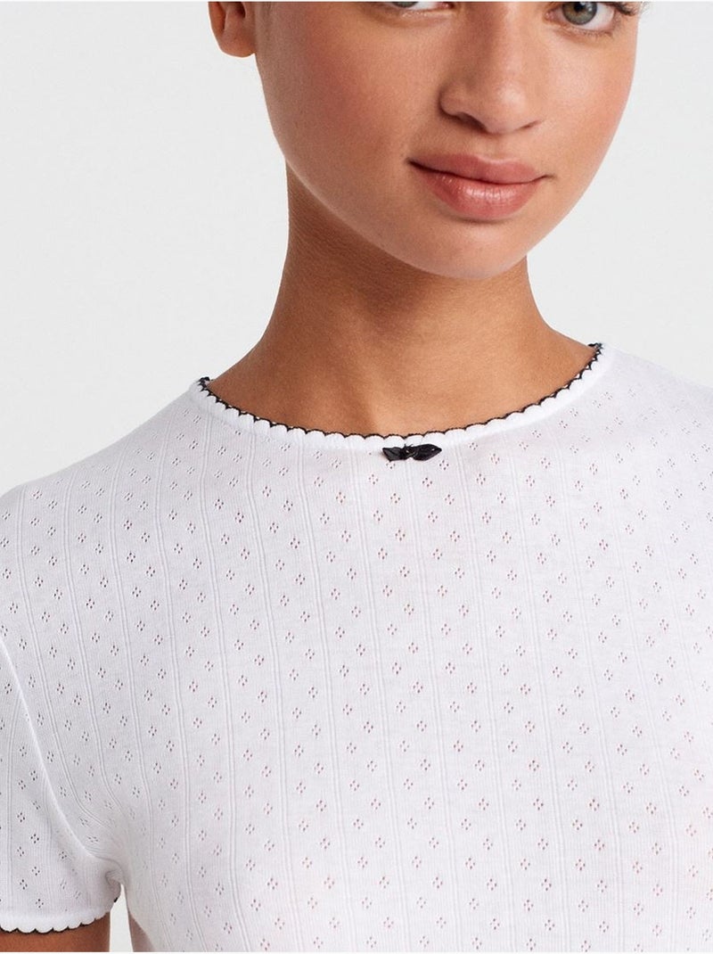 T-shirt crop côtelé femme dilvin Blanc - Kiabi