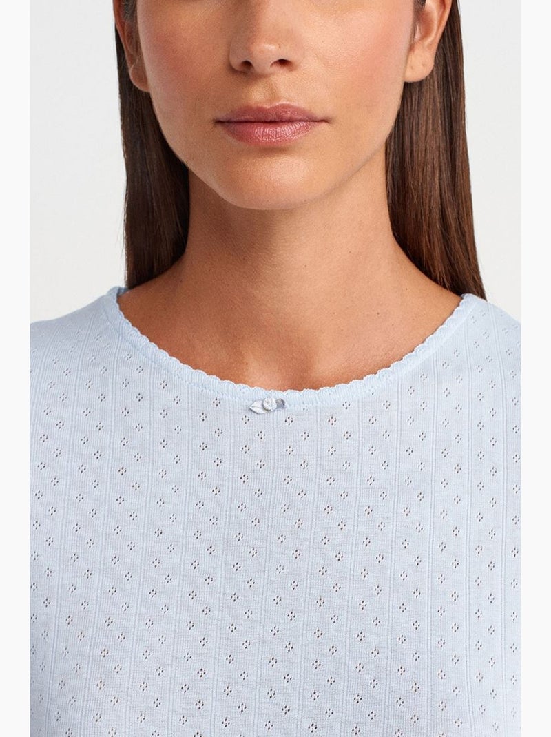 T-shirt crop côtelé femme dilvin Bleu ciel - Kiabi