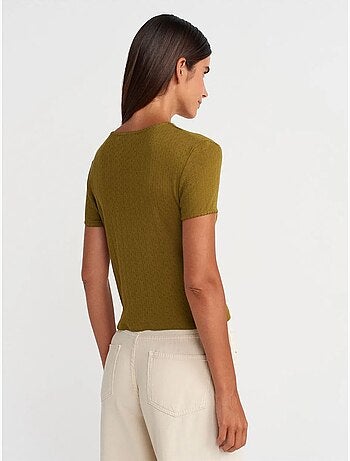 T-shirt crop côtelé femme dilvin