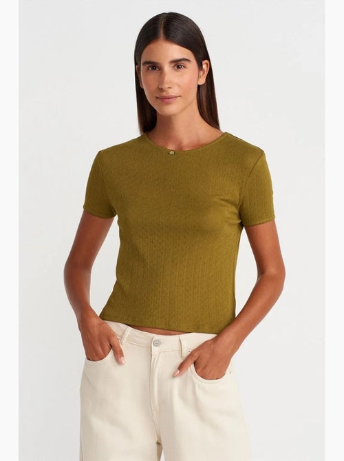 T-shirt crop côtelé femme dilvin - Kiabi T-shirt crop côtelé femme dilvin - Kiabi