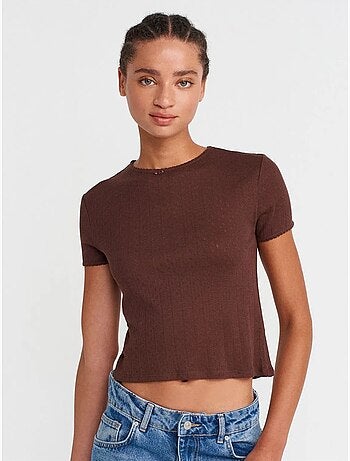 T-shirt crop côtelé femme dilvin