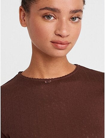 T-shirt crop côtelé femme dilvin