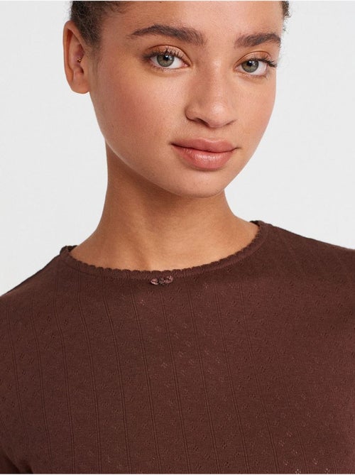 T-shirt crop côtelé femme dilvin - Kiabi