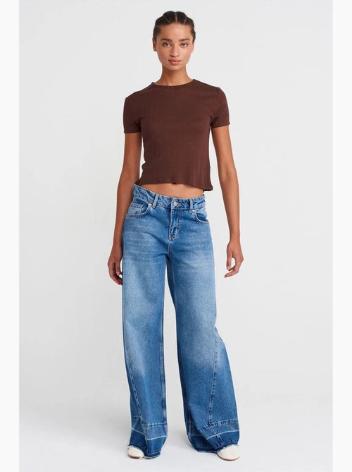 T-shirt crop côtelé femme dilvin - Kiabi