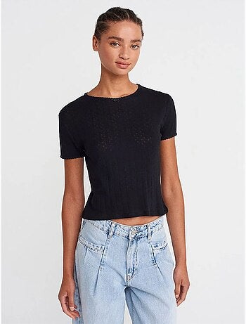 T-shirt crop côtelé femme dilvin