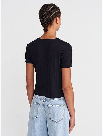 T-shirt crop côtelé femme dilvin