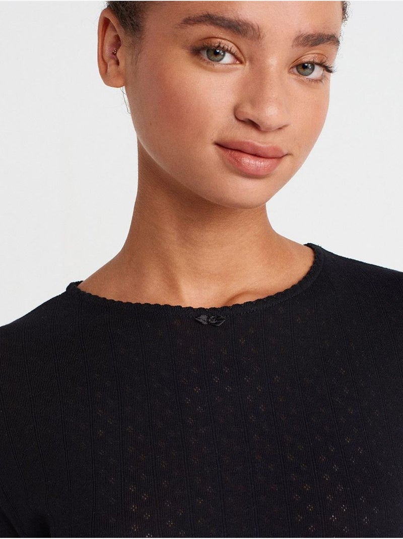 T-shirt crop côtelé femme dilvin Noir - Kiabi