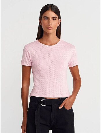 T-shirt crop côtelé femme dilvin