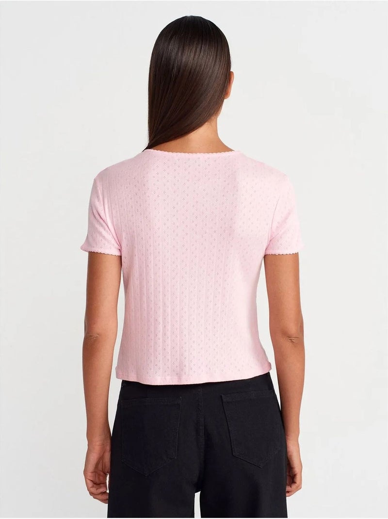 T-shirt crop côtelé femme dilvin Rose - Kiabi