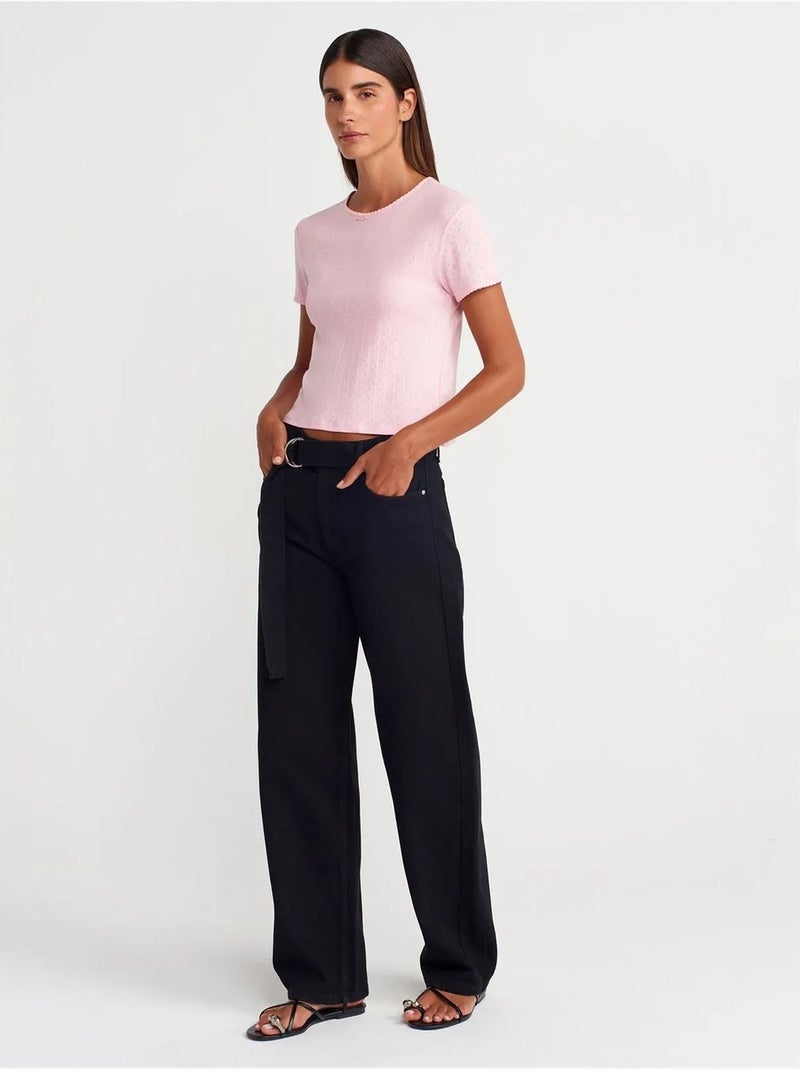 T-shirt crop côtelé femme dilvin Rose - Kiabi