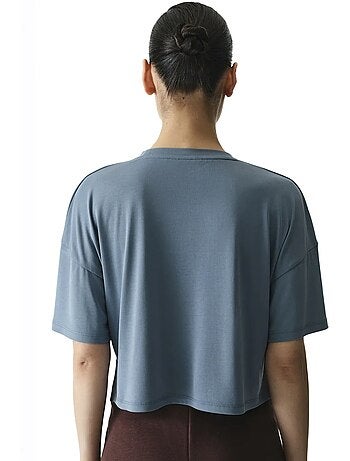 T-shirt crop en modal fendu penti