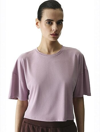 T-shirt crop en modal fendu penti