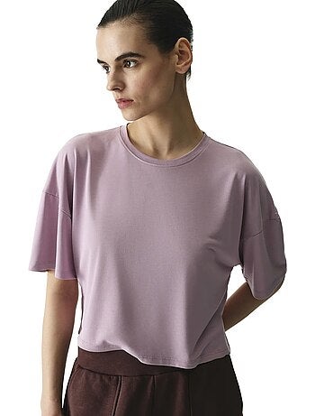 T-shirt crop en modal fendu penti