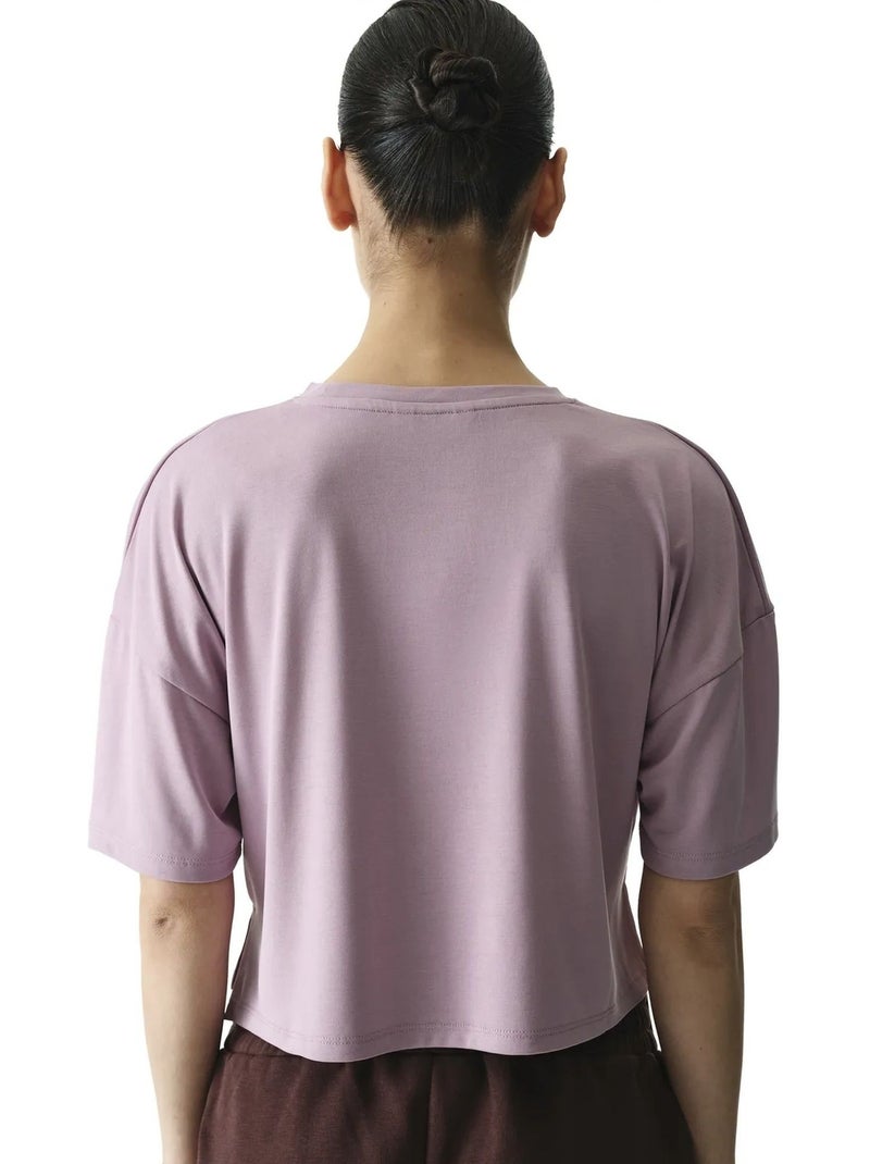 T-shirt crop en modal fendu penti Lavande - Kiabi