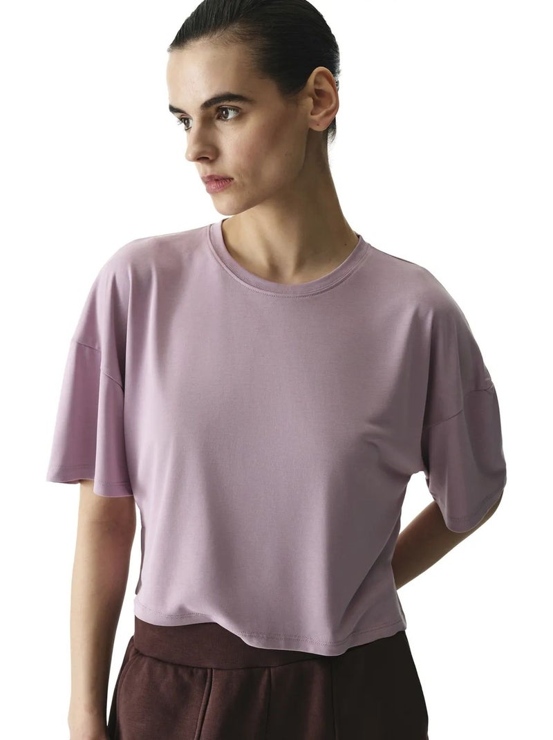 T-shirt crop en modal fendu penti Lavande - Kiabi