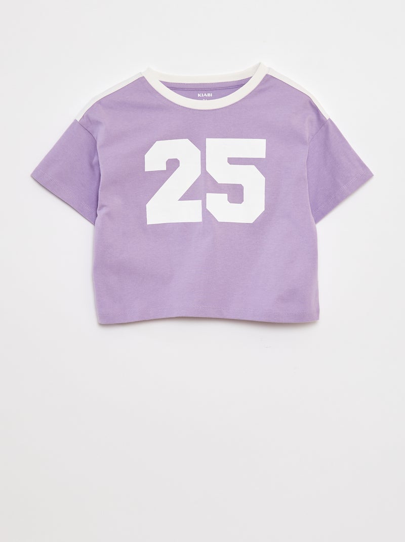 T-shirt crop esprit campus Violet - Kiabi