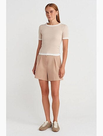 T-shirt crop femme coupe slim à col rond dilvin