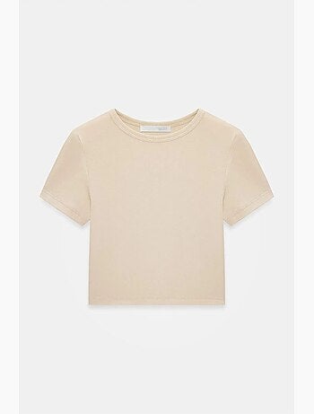 T-shirt crop femme coupe slim à col rond dilvin