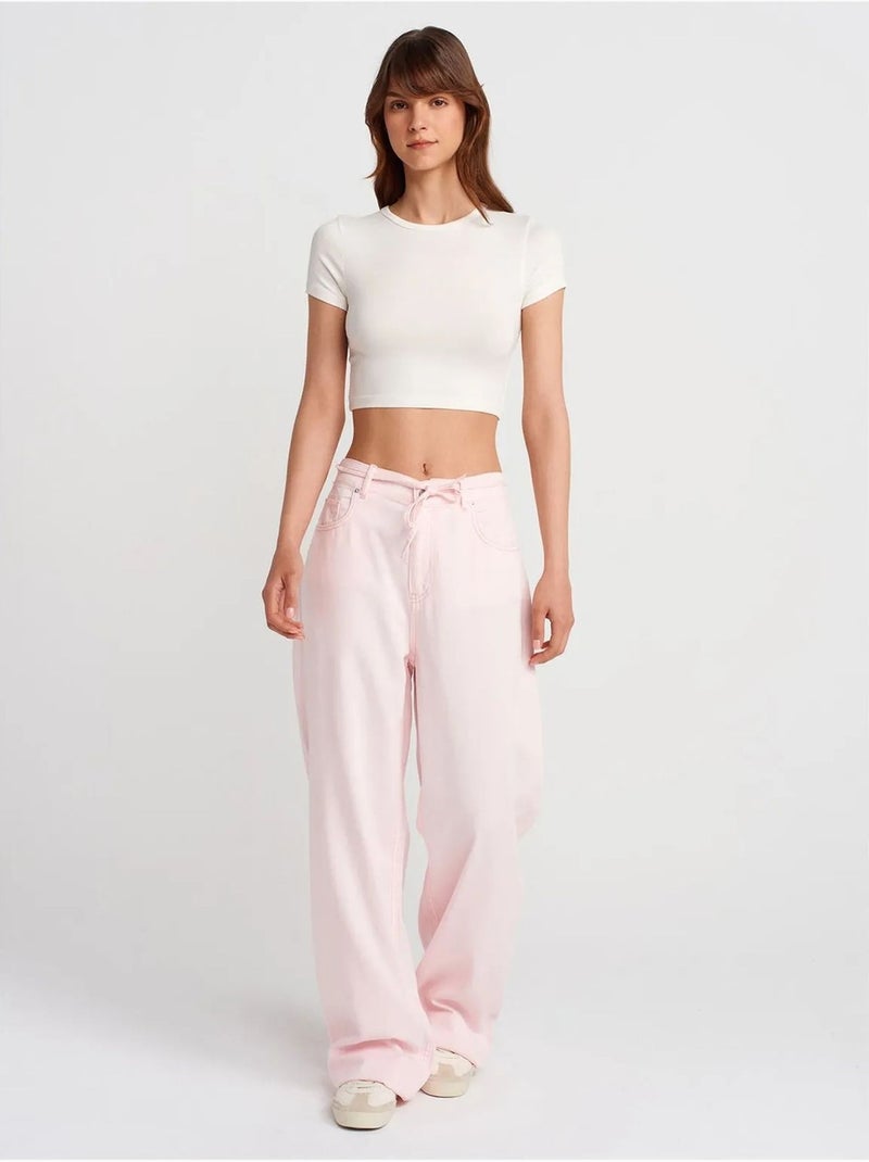T-shirt crop femme coupe slim à col rond dilvin Blanc cassé - Kiabi