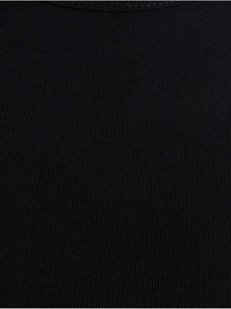 T-shirt Crop Femme Coupe Slim À Col Rond Noir - Kiabi