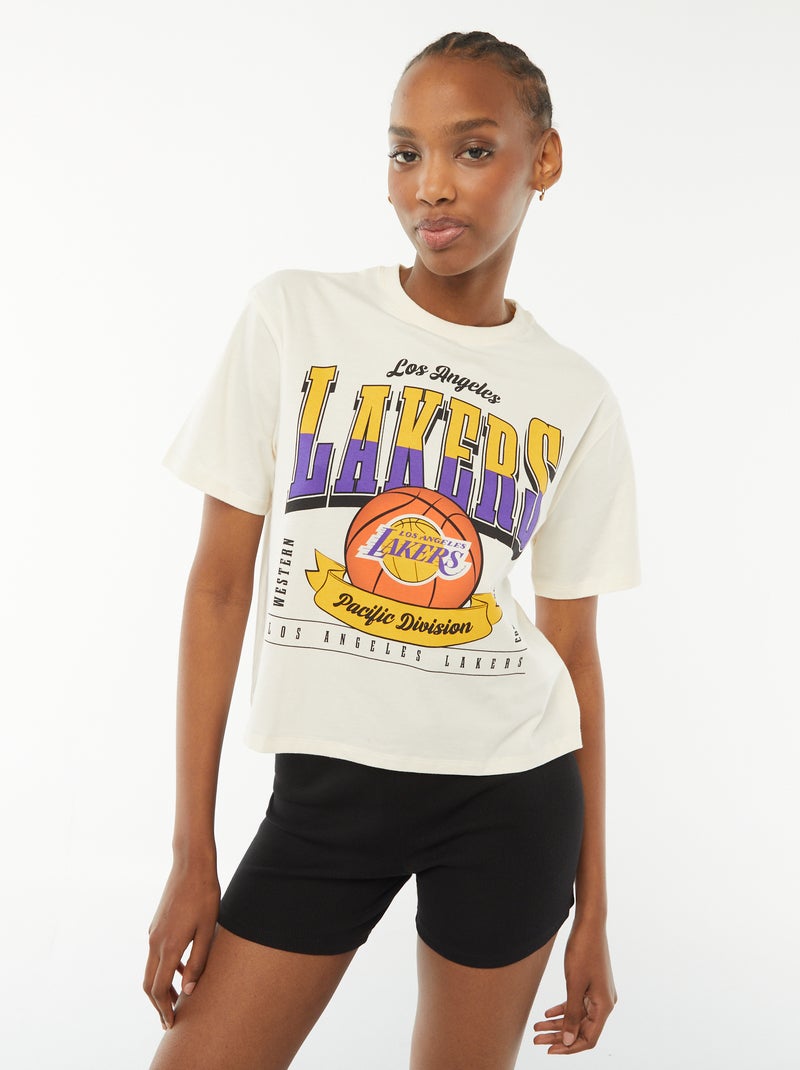 T-shirt crop 'Lakers' à manches courtes Blanc - Kiabi