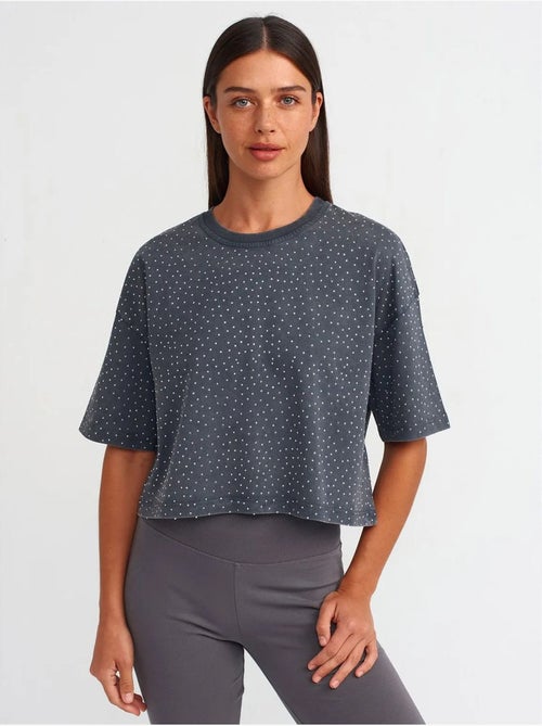 T-shirt Crop Oversize En Coton À Pois - Kiabi T-shirt Crop Oversize En Coton À Pois - Kiabi