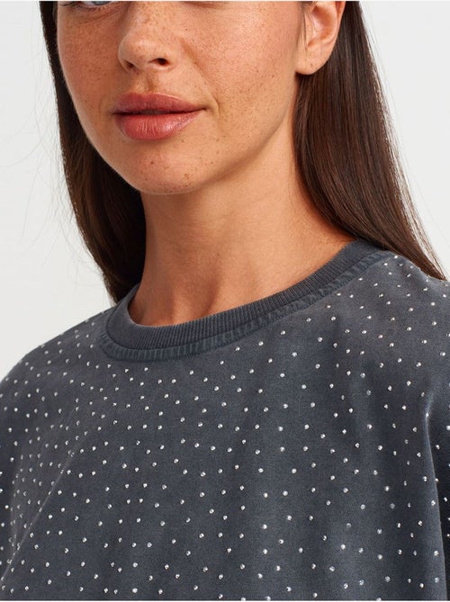 T-shirt Crop Oversize En Coton À Pois - Kiabi T-shirt Crop Oversize En Coton À Pois - Kiabi