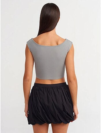 T-shirt Crop Sans Manches À Col Bateau