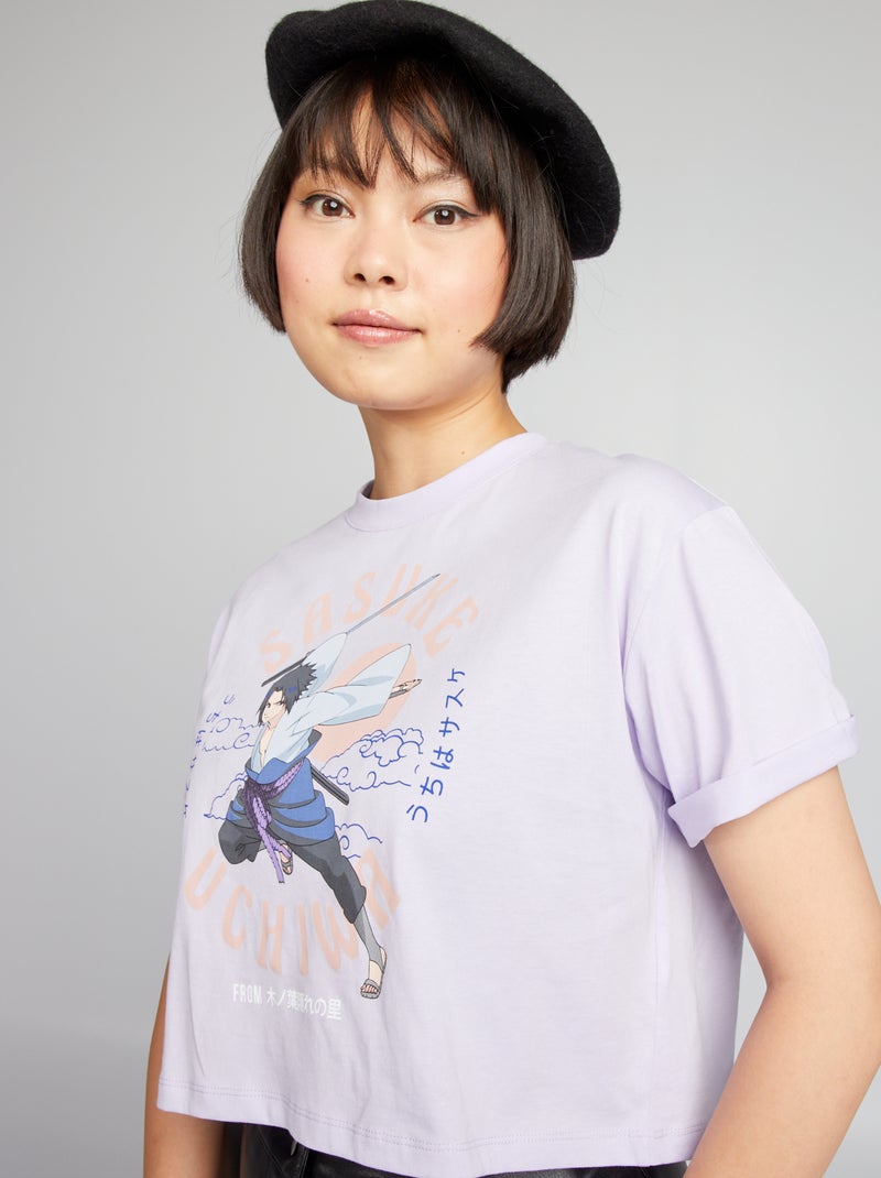 T-shirt crop 'Sasuke' Violet - Kiabi