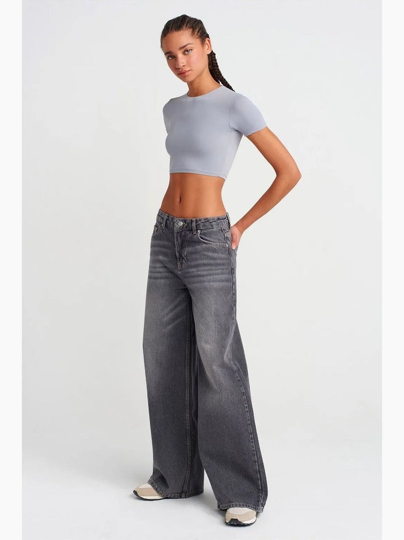 T-shirt crop slim fit femme dilvin Bleu ciel - Kiabi
