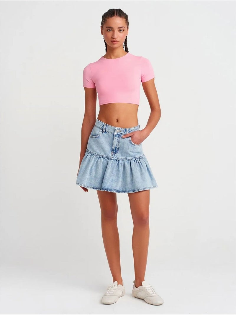T-shirt Crop Slim Fit Femme Rose - Kiabi