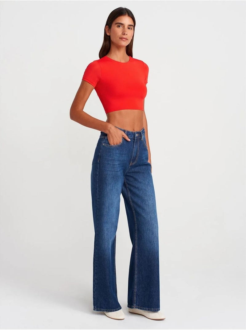 T-shirt Crop Slim Fit Femme Rouge - Kiabi