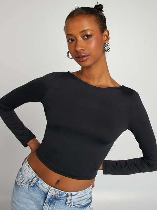 T-shirt crop top croisé au dos - Kiabi