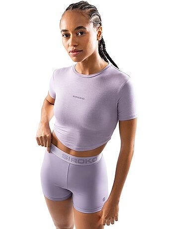 T-shirt crop top fitness manches courtes femme fitness femme harmony