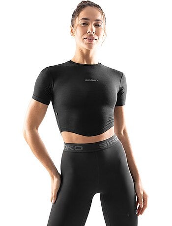 T-shirt crop top fitness manches courtes femme fitness femme sculpt