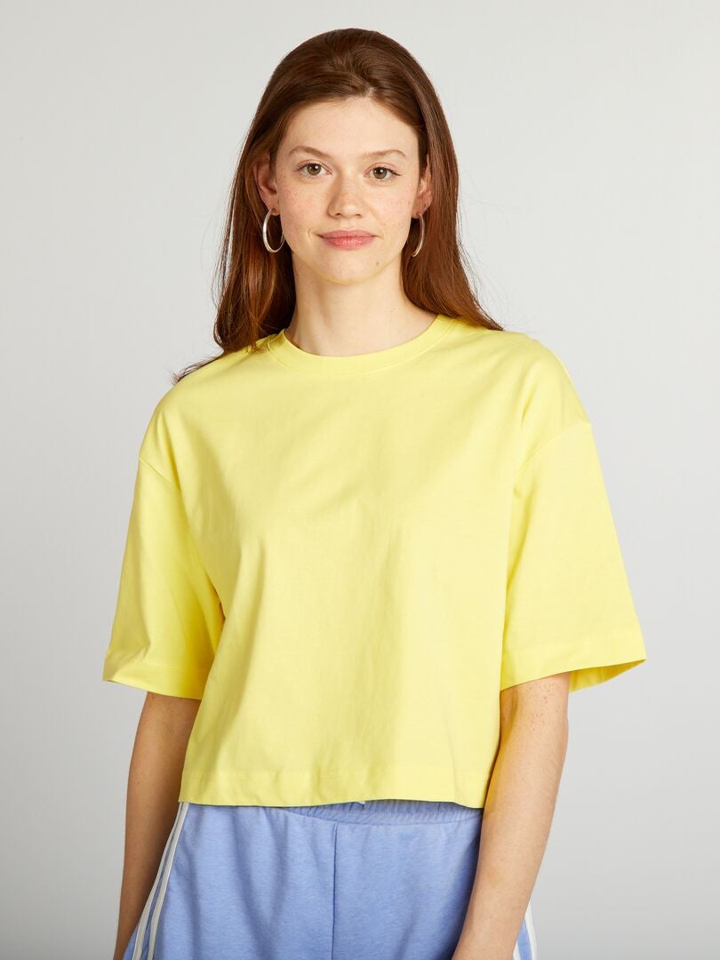 T-shirt crop top large - Jaune - Kiabi - 5.00€