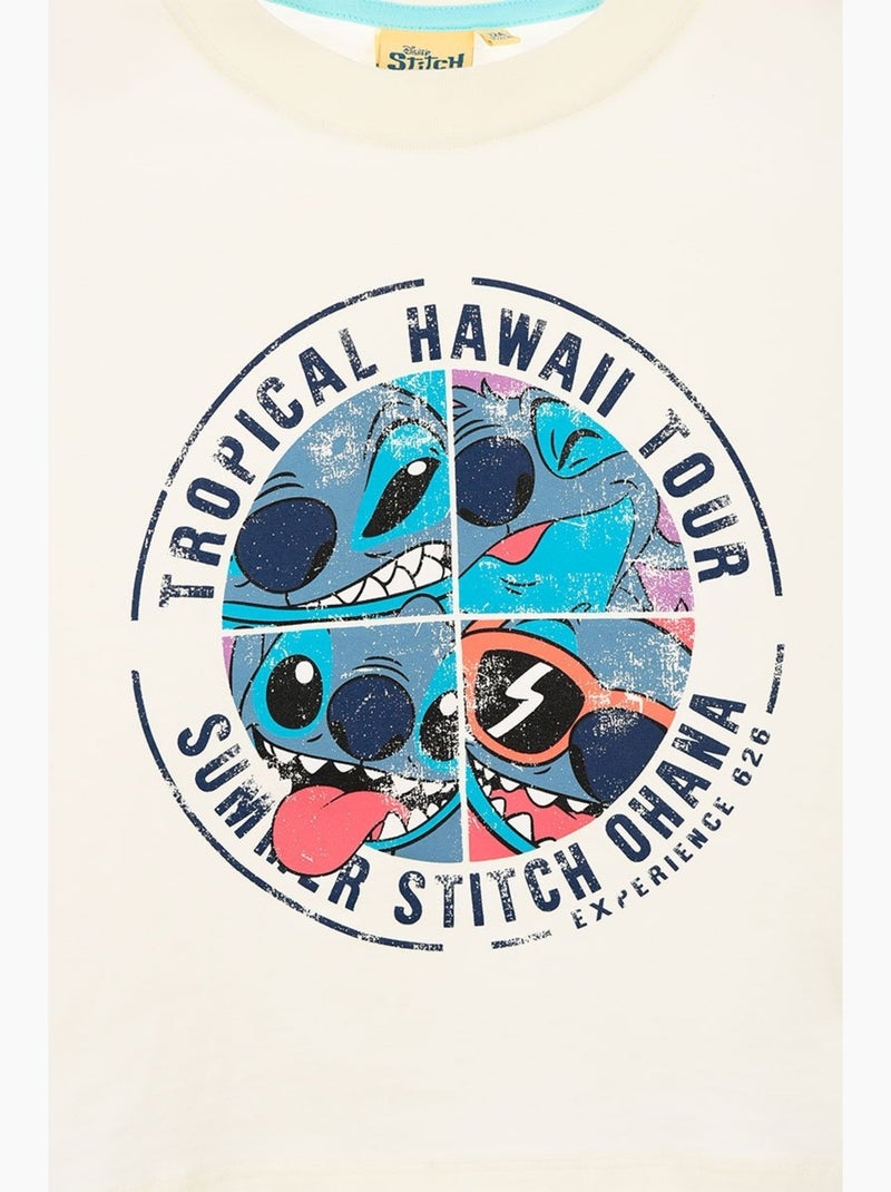 T-Shirt Crop Top Lilo et Stitch | Licence Officielle Blanc - Kiabi