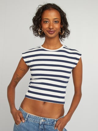 T-shirt crop top manches courtes