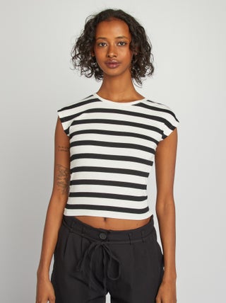 T-shirt crop top manches courtes