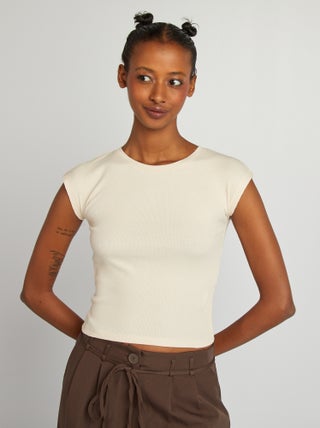 T-shirt crop top manches courtes