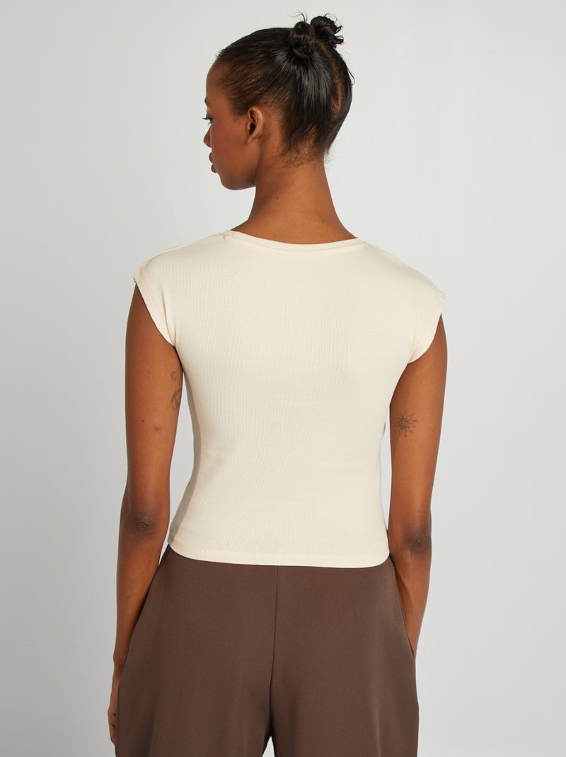 T-shirt crop top manches courtes Gris - Kiabi