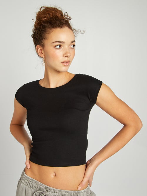 T-shirt crop top manches courtes - Kiabi